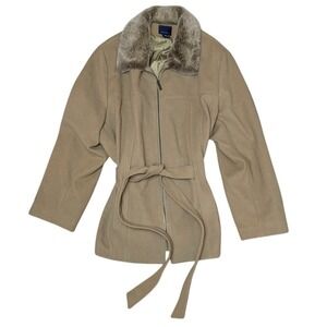 Venezia Faux Fur Collar Wool Blend‎ Fully Lined Coat Women's 26/28